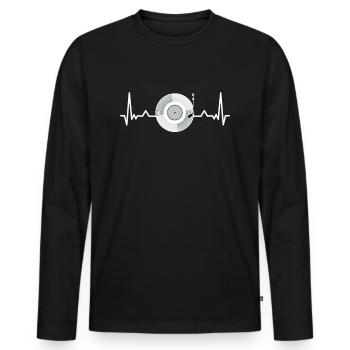 Disques vinyle à disques de disques cardiaques - T-shirt manches longues Premium bio Homme - noir - Devant - Nico (187cm)