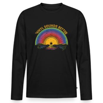 Disques vinyle LP disques de disques - T-shirt manches longues Premium bio Homme - noir - Devant - Nico (187cm)