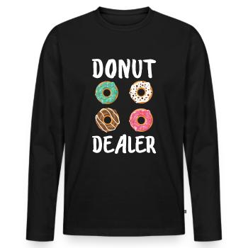 Donut Dealer Donut Lover Funny - Men's Premium Organic Long Sleeve Shirt - black - Front - Nico (187cm)