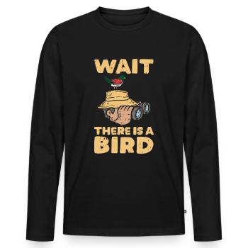 Bird Watching Binoculars Bird Illustration - Men's Premium Organic Long Sleeve Shirt - black - Front - Nico (187cm)