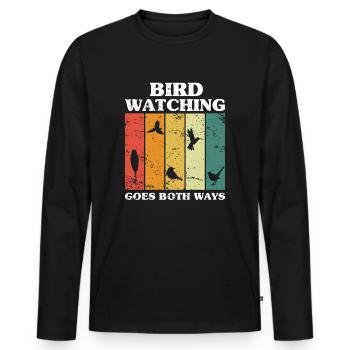 Bird Watching Binoculars Bird Illustration - Men's Premium Organic Long Sleeve Shirt - black - Front - Nico (187cm)