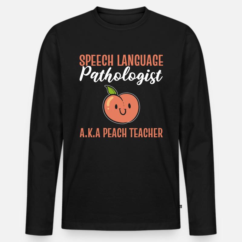 Pfirsichlehrer. Pfirsichtherapeut Geschenk - Männer Premium Bio Langarmshirt - Schwarz
