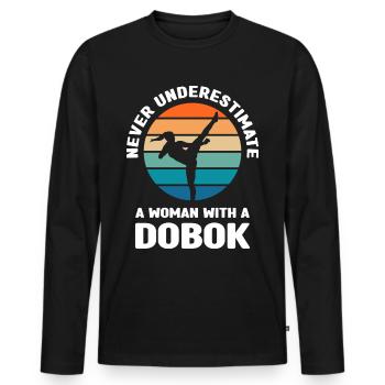 Tang Soo Do Kämpfer | Koreanisch Kämpfen Geschenke - Männer Premium Bio Langarmshirt - Schwarz - Vorne - Nico (187cm)