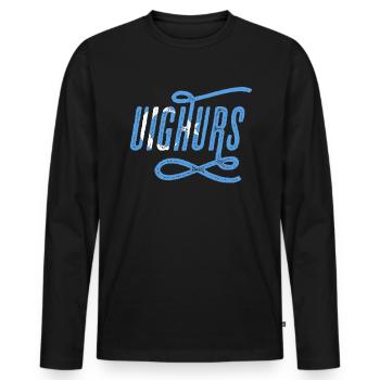 Uiguren Uighurs - Männer Premium Bio Langarmshirt - Schwarz - Vorne - Nico (187cm)