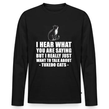 Smoking Cat cadeau Fun - T-shirt manches longues Premium bio Homme - noir - Devant - Nico (187cm)