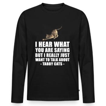 Tabby cadeau mignon - T-shirt manches longues Premium bio Homme - noir - Devant - Nico (187cm)