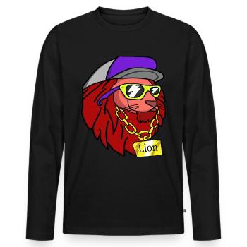 Cool Colorful Lion With Sunglasses - Men's Premium Organic Long Sleeve Shirt - black - Front - Nico (187cm)