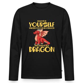 Soyez un dragon et vaporisez le feu bébé dragon - T-shirt manches longues Premium bio Homme - noir - Devant - Nico (187cm)