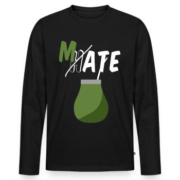 Ne haïssez pas, buvez du maté - T-shirt manches longues Premium bio Homme - noir - Devant - Nico (187cm)