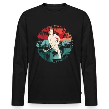 Floorball Player Vintage Floorball Floorballer - Men's Premium Organic Long Sleeve Shirt - black - Front - Nico (187cm)