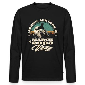 Legends are born in March 2003 - Men's Premium Organic Long Sleeve Shirt - black - Front - Nico (187cm)