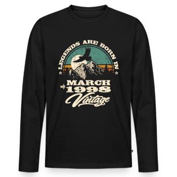 Legends are born in March 1998 - Men's Premium Organic Long Sleeve Shirt - black - Front - Nico (187cm)