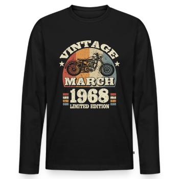 55th birthday - March 1968 - 55 years old - Men's Premium Organic Long Sleeve Shirt - black - Front - Nico (187cm)
