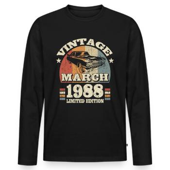 März 1988 - 35 Jahre alt - 35. Geburtstag - Männer Premium Bio Langarmshirt - Schwarz - Vorne - Nico (187cm)
