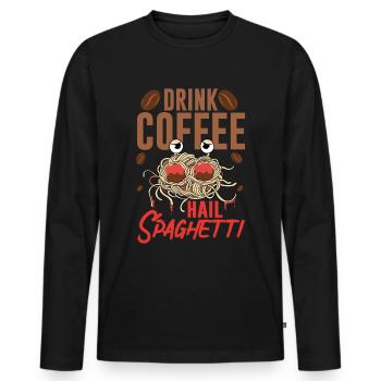 Monstre spaghetti volant FSM - T-shirt manches longues Premium bio Homme - noir - Devant - Nico (187cm)