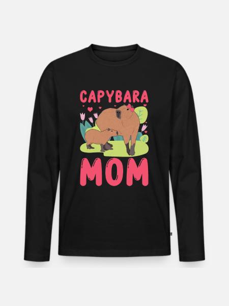 Capybara Mom Capy - Men's Premium Organic Long Sleeve Shirt - black