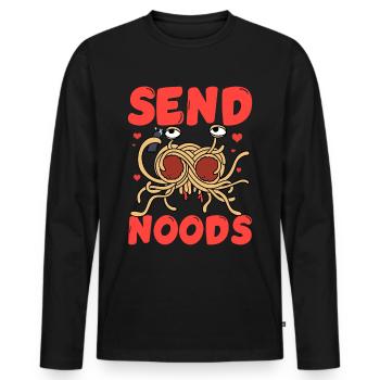 Fliegendes Spaghettimonster FSM - Männer Premium Bio Langarmshirt - Schwarz - Vorne - Nico (187cm)