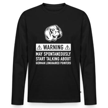 Drôle Pointer Longhair Idée cadeau - T-shirt manches longues Premium bio Homme - noir - Devant - Nico (187cm)