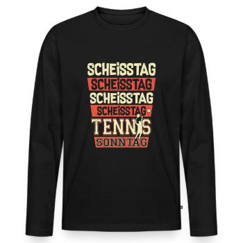 Scheisstag Tennis Sonntag - Tennisspieler Verein - Männer Premium Bio Langarmshirt - Schwarz - Vorne - Nico (187cm)