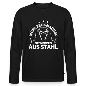Werkzeugmacher mit Nerven aus Stahl Werkzeugbau - Männer Premium Bio Langarmshirt - Schwarz - Vorne - Nico (187cm)