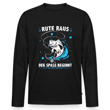 Angeln Rute raus der Spaß beginnt Hobbyangeln - Männer Premium Bio Langarmshirt - Schwarz - Vorne - Nico (187cm)