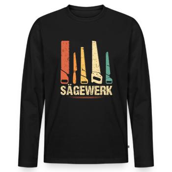 Sägewerk sägen Vintage Retro Säge - Männer Premium Bio Langarmshirt - Schwarz - Vorne - Nico (187cm)