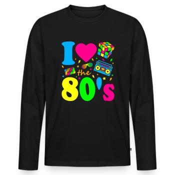 I love the retro party dress of the 80s - Men's Premium Organic Long Sleeve Shirt - black - Front - Nico (187cm)