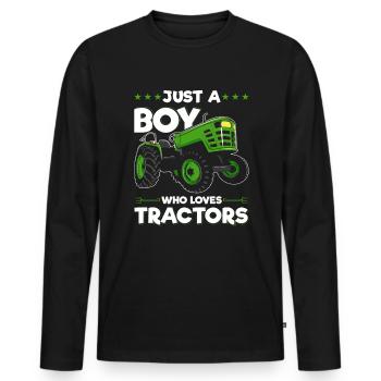 Just a boy who loves tractor farmers - Men's Premium Organic Long Sleeve Shirt - black - Front - Nico (187cm)
