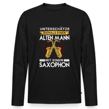 Saxophon Spieler Saxophonist Jazz Musiker - Männer Premium Bio Langarmshirt - Schwarz - Vorne - Nico (187cm)