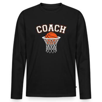 Basketball Coach Sports Basketball Game Coach - Men's Premium Organic Long Sleeve Shirt - black - Front - Nico (187cm)
