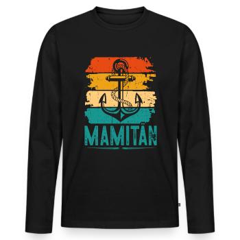Mamitän Kapitänin Mama Bootsfahrer Motorboot Mum - Männer Premium Bio Langarmshirt - Schwarz - Vorne - Nico (187cm)