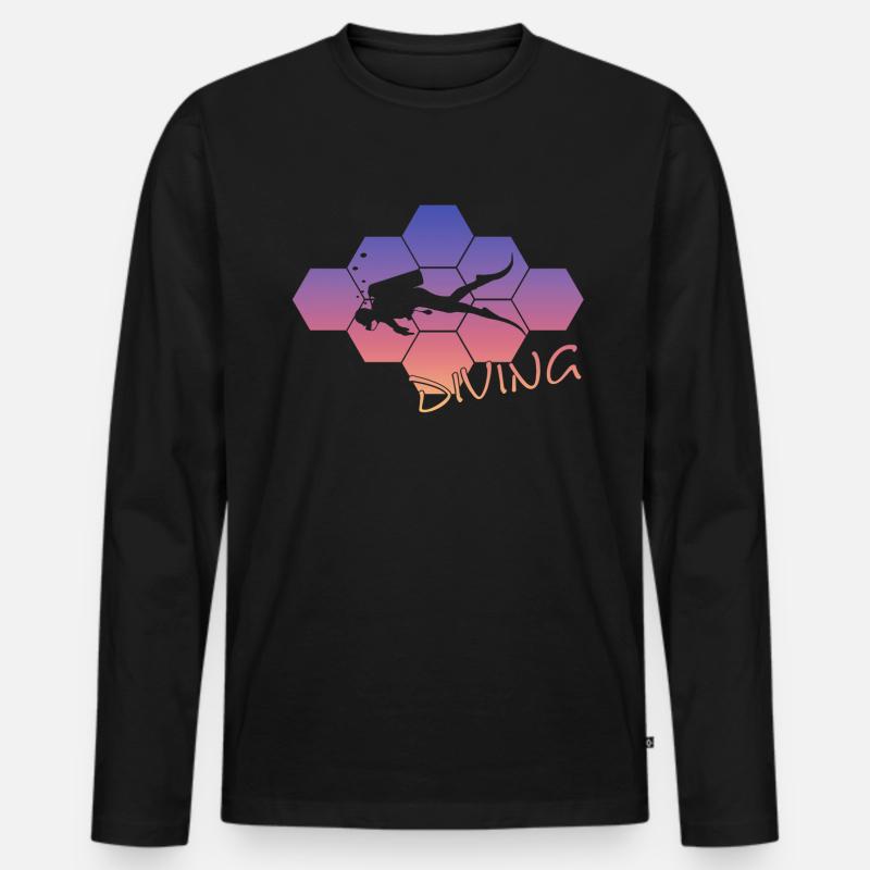Taucher Tauchen - Männer Premium Bio Langarmshirt - Schwarz