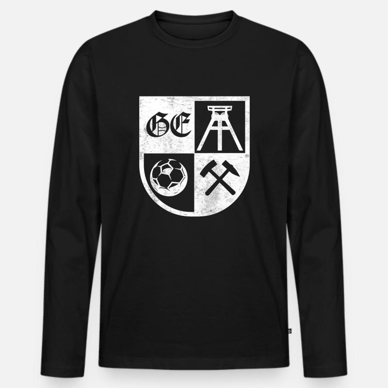 Gelsenkirchen Wappen - Männer Premium Bio Langarmshirt - Schwarz