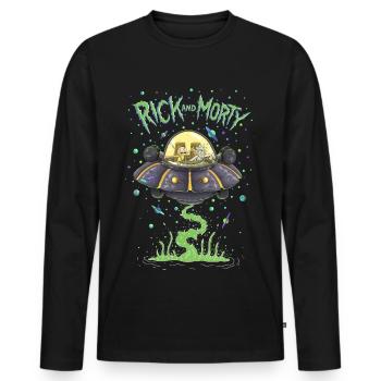 Rick Et Morty Dans Vaisseau Spatial - T-shirt manches longues Premium bio Homme - noir - Devant - Nico (187cm)