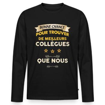 Retraite, retraité citation humour départ - T-shirt manches longues Premium bio Homme - noir - Devant - Nico (187cm)