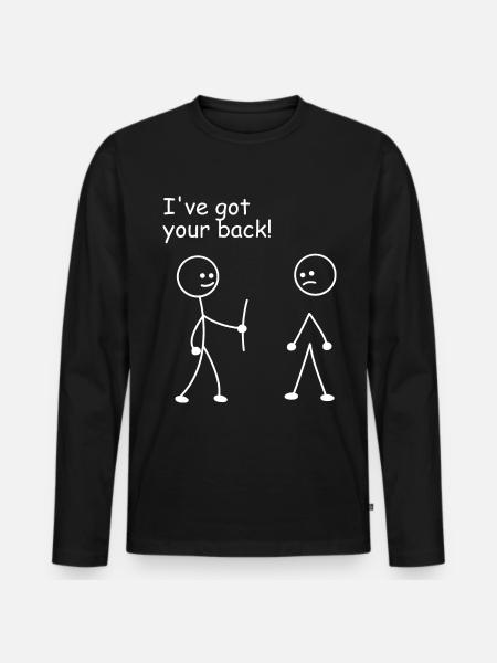 Jeg har din ryg sjov tændstikmand - Premium økologisk langærmet T-shirt til mænd - sort