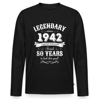 80th birthday 80 years born in 1942 - Men's Premium Organic Long Sleeve Shirt - black - Front - Nico (187cm)