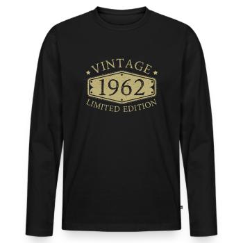 60e anniversaire 60 ans né en 1962 - T-shirt manches longues Premium bio Homme - noir - Devant - Nico (187cm)