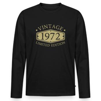 50e anniversaire 50 ans né en 1972 - T-shirt manches longues Premium bio Homme - noir - Devant - Nico (187cm)