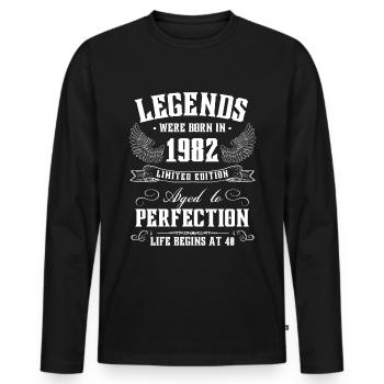 40th birthday 40 years born in 1982 - Men's Premium Organic Long Sleeve Shirt - black - Front - Nico (187cm)