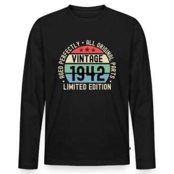 80th birthday 80 years born in 1942 - Men's Premium Organic Long Sleeve Shirt - black - Front - Nico (187cm)