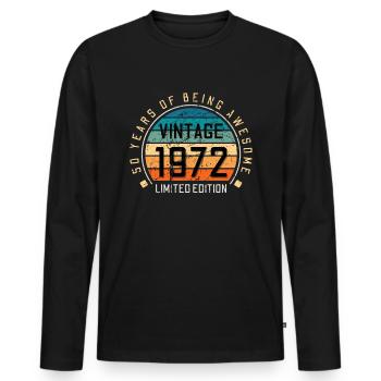50e anniversaire 50 ans né en 1972 - T-shirt manches longues Premium bio Homme - noir - Devant - Nico (187cm)