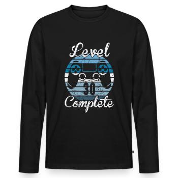30th Birthday Shirt Gamer Level 30 Complete - Men's Premium Organic Long Sleeve Shirt - black - Front - Nico (187cm)