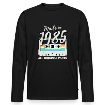 Vintage vintage 1985 cassette birthday retro - Men's Premium Organic Long Sleeve Shirt - black - Front - Nico (187cm)