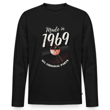 Vintage vintage 1969 record birthday - Men's Premium Organic Long Sleeve Shirt - black - Front - Nico (187cm)