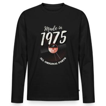 Vintage vintage 1975 record birthday - Men's Premium Organic Long Sleeve Shirt - black - Front - Nico (187cm)