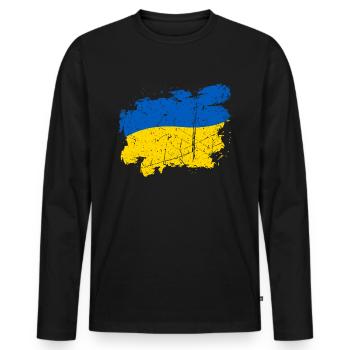 Chemise d’Ukraine Drapeau ukrainien - T-shirt manches longues Premium bio Homme - noir - Devant - Nico (187cm)