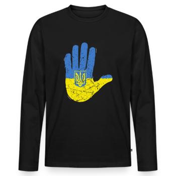 Chemise d’Ukraine Drapeau ukrainien - T-shirt manches longues Premium bio Homme - noir - Devant - Nico (187cm)