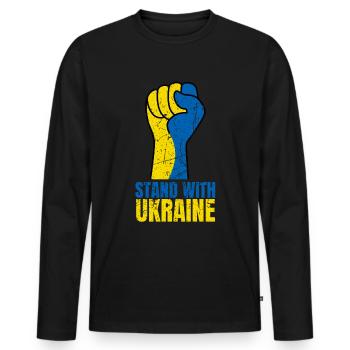 Stand avec Ukraine Vintage Ukraine Flag - T-shirt manches longues Premium bio Homme - noir - Devant - Nico (187cm)