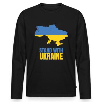 Stand avec Ukraine Vintage Ukraine Flag - T-shirt manches longues Premium bio Homme - noir - Devant - Nico (187cm)